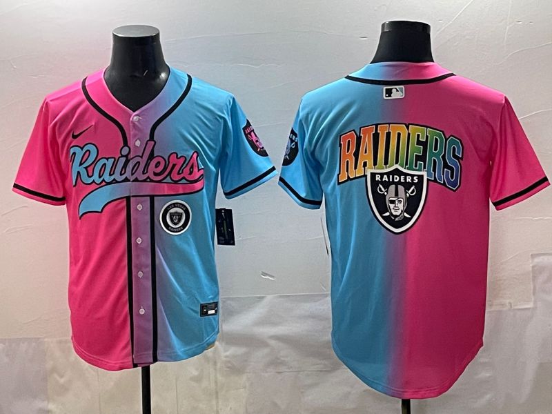 Men 2025 Oakland Raiders Blank Blue pink Nike Limited NFL Jersey style 0010